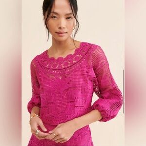 FARM RIO Alucina Luz Guipire Lace Top M